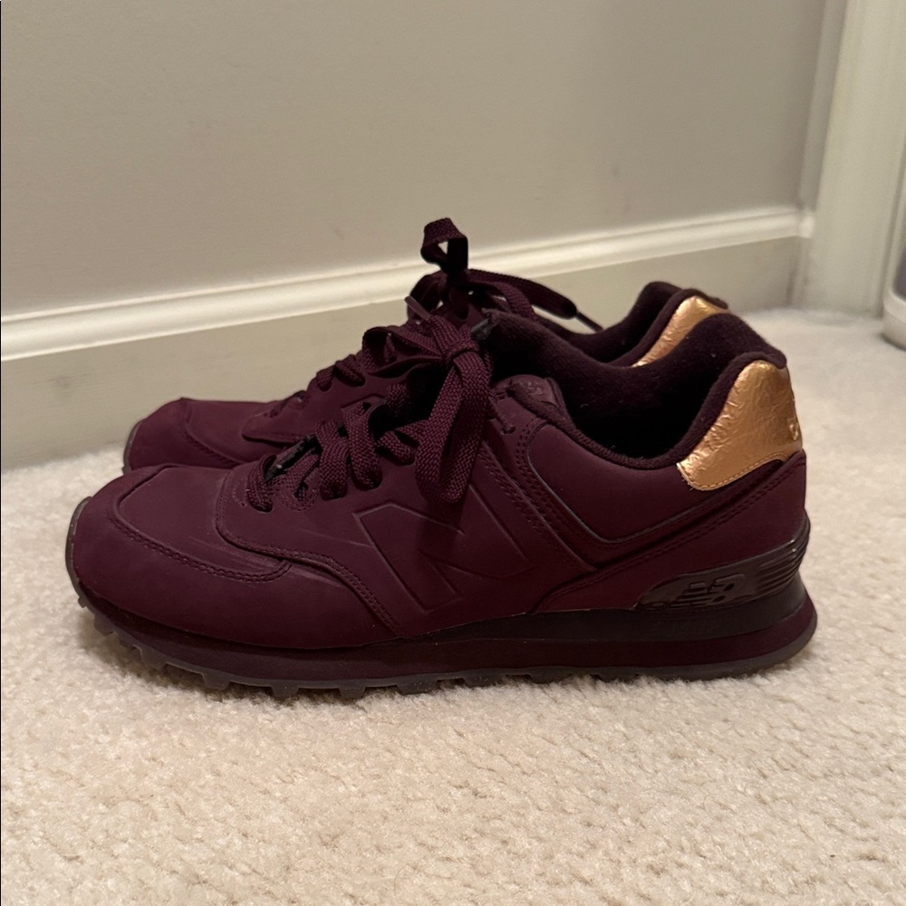 New Balance WL 574 MTB Bronze and Maroon Sneakers - Picture 3 of 9